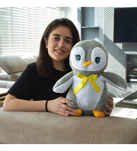 Pababo 50 cm Pelüş Sevimli Penguen (Gri)