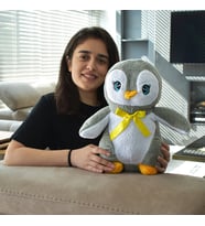 Pababo 50 cm Pelüş Sevimli Penguen (Gri)