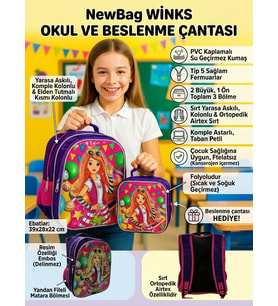 NEWFULL KIZ OKUL VE BESLENME (FOLYOLU) ÇANTASI (Pembe)