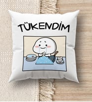 BK Gift Esprili Beyaz Kırlent Yastık, Ev Hediyesi, Ev Dekorasyonu, Dekoratif Hediye (Model 8)