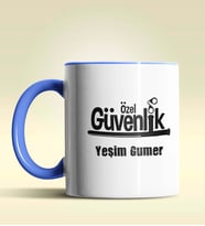 Kişiye Özel Özel Güvenlik Tasarımlı Turuncu Kupa Bardak (Mavi)