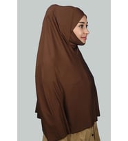 Hazır Türban Peçeli Pratik Eşarp Tesettür Nikaplı Hijab - Namaz Örtüsü Sufle (3XL) (Çikolata)