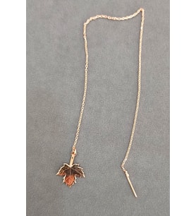 Çınar Yaprağı Model Sallantılı Gümüş Küpe (Rose)