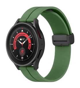 Huawei Watch GT3 Elite-Active 46mm-GT3 Pro-GT3 Se 22mm Uyumlu Coastal Manyetik Tokalı Silikon Kordon (Koyu Yeşil)