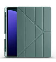 Galaxy Tab S9 Plus Kılıf Tri Folding Kalem Bölmeli Standlı Kılıf (Koyu Yeşil)
