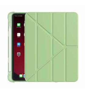 Samsung Galaxy Tab A7 10.4 T500 T505 T507 Kılıf Kalem Bölmeli Trifolding Case (Açık Yeşil)