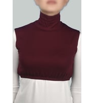 Sıfır Kol Balıkçı Yaka Tam Boğazlı Likralı Penye Kadın Yarım Body (Bordo)