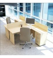 Vena Nil L Workstation İkili Çalışma Masa 3 Panelli 294x160cm  Çalışma Grubu İstasyonu (Akçaağaç Rengi )