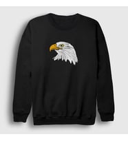 Presmono Unisex Beyaz Eagle Kartal Sweatshirt 314092tt (Siyah)