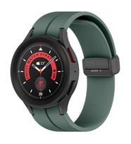 Samsung Galaxy Watch 4 5 Pro 40 42 44 45 46mm Uyumlu Kavisli Coastal Manyetik Tokalı Silikon Kordon (Haki)