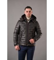 REGULAR FİT KAPŞONLU ASTARLI KAPİTONE ERKEK MONT (Kahverengi)
