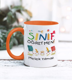 Sınıf Öğretmeni Tasarımlı Kişiye Özel Kupa Bardak (Turuncu)