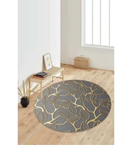 Dijital Baskılı Kaymaz Taban Yıkanabilir Yuvarlak Salon Halısı Koridor Halısı Paspas NDY-HS-217 (Gold)