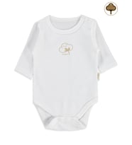 Civil Baby Organik Pamuklu U Kol 0-18 Ay Çıtçıtlı Badi - Mavi (Ekru)