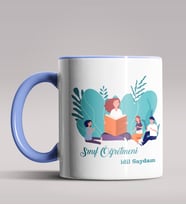 Kişiye Özel Sınıf Öğretmeni Tasarımlı Siyah Renk Kupa Bardak 5 (Mavi)