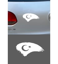 Türk Bayrağı Oto Kapı Cam Kaput Sticker - Oto Sticker - Araba Sticker - 20cm (Beyaz)