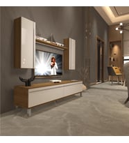 Decoraktiv Eko 5D Mdf Std Krom Ayaklı Tv Ünitesi Tv Sehpası - Beyaz - Pera (Pera-Beyaz)