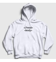 Presmono Unisex Gri Head Body Html Developer Yazılımcı Kapüşonlu Sweatshirt 359381tt (Beyaz)