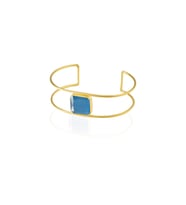 Kadir Jewellery 22 Ayar Altın Kaplama Zirkon Taşlı Ayarlanabilir Vintage Bilezik (Koyu Mavi)