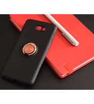 Samsung Galaxy J7 Prime Kılıf Yüzüklü Magnetli Ravel Case (Siyah-Rose Gold)