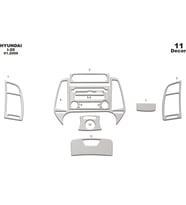 Meriç® Hyundai i20 Ön Torpido Kaplama Maun 11 Parça 2009-2012 (Alüminyum)