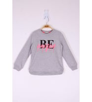 Toontoy Kız Çocuk Be Baskılı Sweatshirt  ( Gri-Melanj)