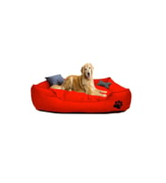 Ultrasoft Büyük Irk Köpek Yatağı Yıkanabilir Yüksek Kaliteli Kumaş Pati Işlemeli 80x100 (Kırmızı)