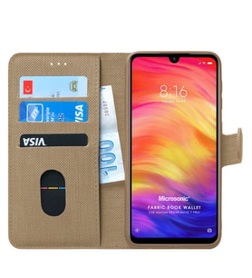 Microsonic Xiaomi Redmi Note 7 Pro Kılıf Fabric Book Wallet (Gold)