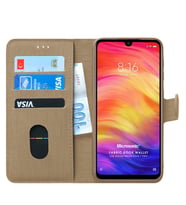 Microsonic Xiaomi Redmi Note 7 Pro Kılıf Fabric Book Wallet (Gold)