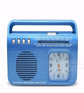 Analog Saatli FM Radyo Bluetooth Hoparlör Kemai MD-502BT USB TF AUX Destekli Hoparlör (Mavi)