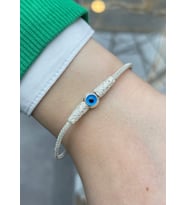 Nazar Boncuklu Oksitli Gümüş Kazaziye Bileklik : Gümüş - 12 Cm : Oksitli - 17 cm : Oksitli - 18 cm (Gümüş)