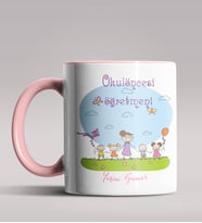 Kişiye Özel Okul Öncesi Öğretmeni Tasarımlı Siyah Renk Kupa 5 (Pembe)