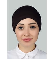 Hazır Pratik Geçmeli Lastikli Tesettür Bone (Koyu Kahverengi )