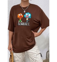 Unisex Gumball Baskılı T-shirt (Kahverengi)