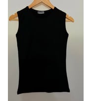 Kadın Sıfır Kol Bisiklet Yaka Body  (Siyah)