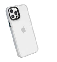 iPhone 12 Pro Kılıf Parmak izi yapmayan Şeffaf Kamera Korumalı (Beyaz)