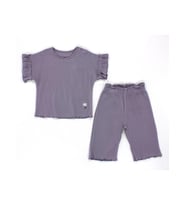 KD43017.Kaşkorse Kolları Fırfırlı tişört Patiksiz Alt Takım 6-9/9-12/18-24/24-36AY (Lila)