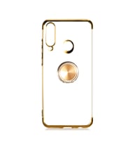 Huawei Y6P Kılıf Gess Kenarları Renkli Yüzük Aparatlı Kılıf (Gold)