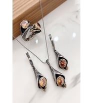 925 Ayar Gümüş  Otantik Set (Somon)