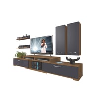 Decoraktiv Flex 5d130 Mdf Tv Ünitesi Tv Sehpası (Antrasit - Ceviz)