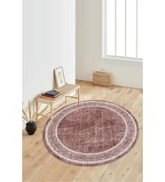 Dijital Baskılı Kaymaz Taban Yıkanabilir Yuvarlak Salon Halısı Koridor Halısı Paspas NDY-HT-238 (Pembe)