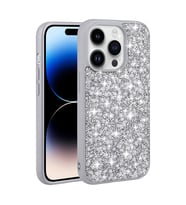 Apple iPhone 14 Pro Kılıf Parlak Taşlı Tasarım Zore Linea Kılıf (Gümüş)