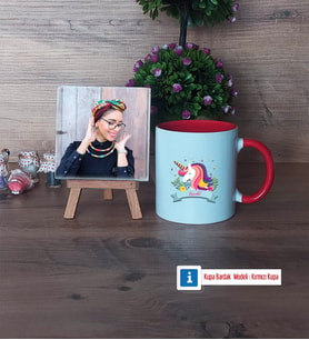 Unicorn Fotoğraflı Dekoratif Taş, Kupa Bardak Beyaz Hediye (Model 2)