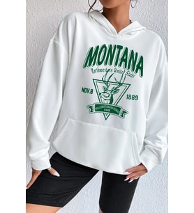 Unisex Montana Baskılı Sweatshirt (A.Beyaz)