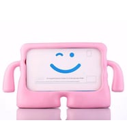 iPad 10.2 (8.Nesil) Figürlü Silikon Çocuk Tablet Standlı Kılıf (Pembe)