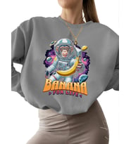 kalın unisex kadın 3 iplik şardonlu erkek Bej Sweatshirt bisiklet yaka Sweatshirt Hayat boyu muz (Gri)