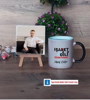 İşaret Dili Öğretmeni Fotoğraflı Dekoratif Taş, Kupa Bardak Beyaz Hediye (Model 9)