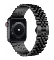 Apple Watch 44/45/46/49mm Kordon Şeritli Metal Kordon 36 2/3/4/5/6/se/7/8/9/10/1 (Siyah)