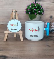 Kişiye Özel Sekreter Hediye Seti Kupa Bardak T Kulplu ve Anahtarlık Sekretere Hediye (Model 3)