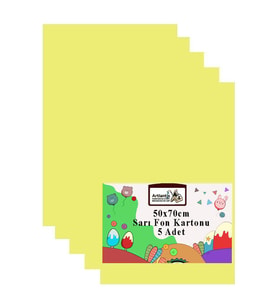 Fon Kartonu 50x70 cm 120 gr 5 Adet 50*70 cm Renkli Fon Kartonu Kağıdı 120 Gr Okul Sınıf Etkinlik Kreş Okul Öncesi (Sarı)